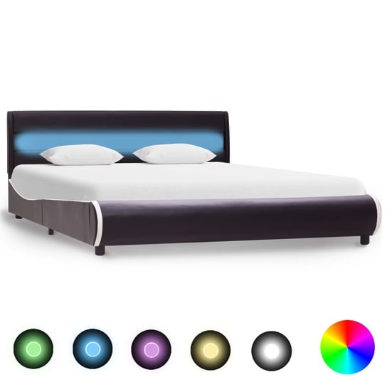 Rama łóżka ze sztucznej skóry LED 160x200 czarna Zakito Europe