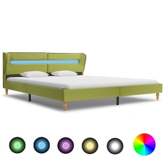 Rama łóżka zielona, LED, 180x200 vidaXL