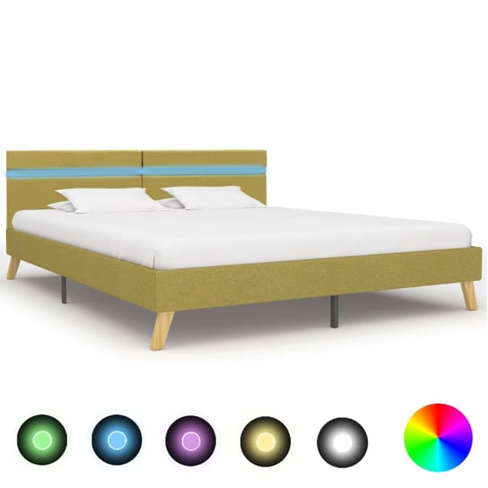 Rama łóżka zielona, LED, 180x200 vidaXL