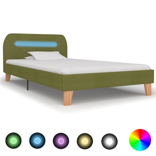 Rama łóżka zielona, LED, 90x200 vidaXL