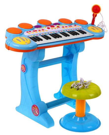 Ramiz, instrument muzyczny keyboard z mikrofonem i krzesełkiem, niebieski RAMIZ