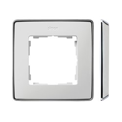 Ramka 1-krotna, Detail select-metal, biała / podstawa Chrom Simon 82 8201610-244 Kontakt Simon