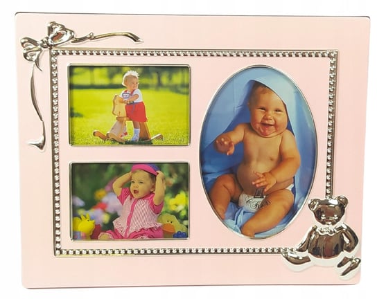 Ramka dziecięca różowa na 3 zdjęcia Poldom