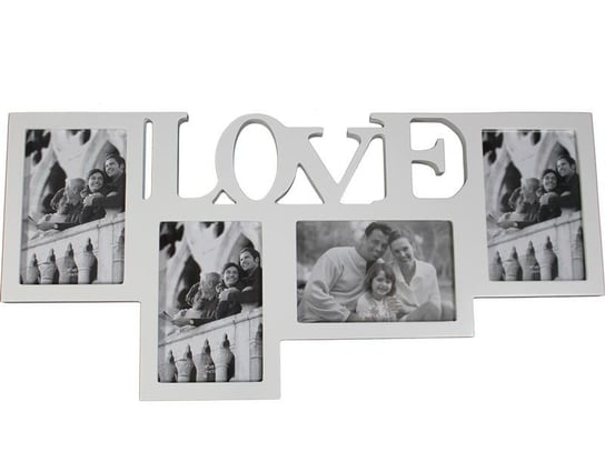 Ramka na 4 zdjęcia Love, biała, 26x53 cm Art-Pol