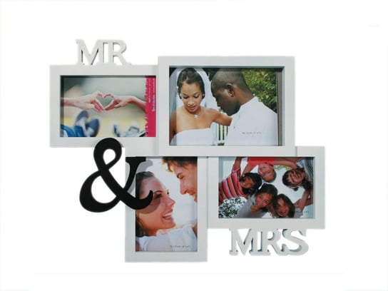 Ramka na 4 zdjęcia, Mr & Mrs, biała OOTB