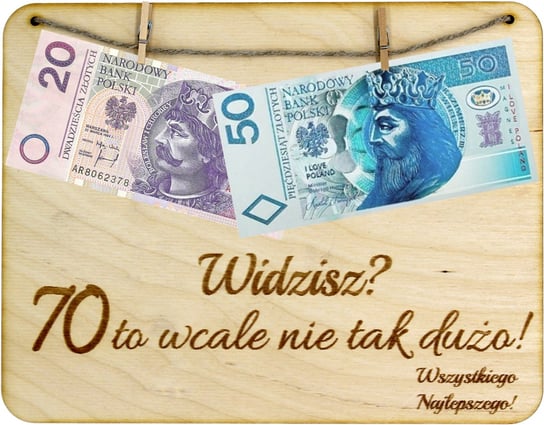 Ramka Na 70 Urodziny Tabliczka Pieniądze Banknoty J&W