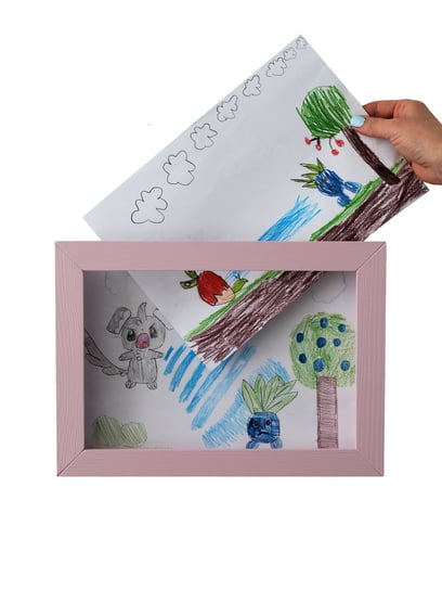 Ramka na rysunki dziecka ramki na dziecięcą sztukę RÓŻOWY PASTELOWY drewutnia-art
