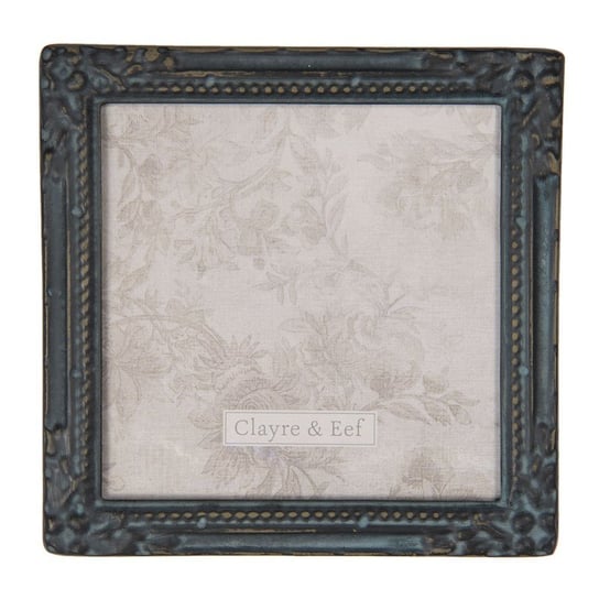 Ramka na zdjęcia metalowa, kwadratowa, czarna, postarzana, 14 x 14 cm Clayre & Eef