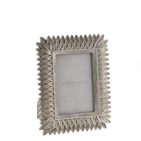RAMKA NA ZDJĘCIE srebrna, dekoracyjna liściasta ramka 4x6" Inna marka