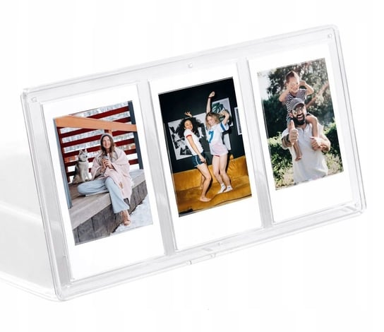 Ramka Stojąca Na 3 Zdjęcia Do Aparatów / Drukarek Drukujących Na Papierze Zink / Fuji Instax Mini - Przezroczysta Loveinstant