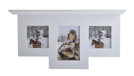 Ramka z półką na 3 zdjęcia, EWAX, biała, 45x8,5x23,5 cm Ewax