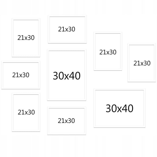 Ramki BIAŁE na zdjęcia zestaw 9szt. 30x40, A4 Fotopp