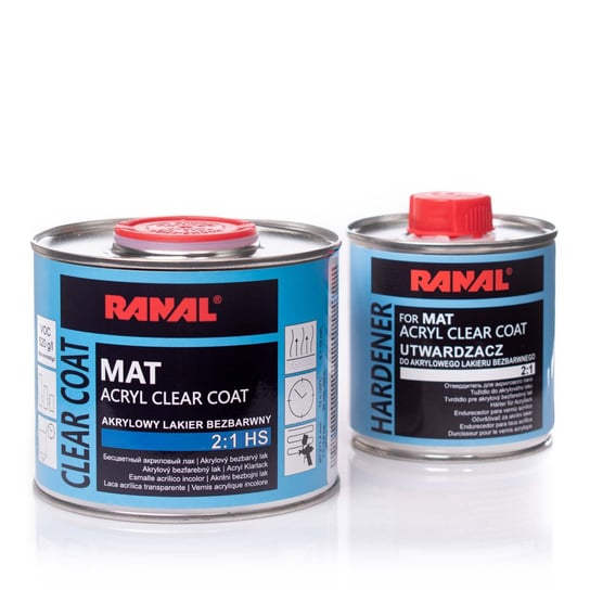 Ranal Lakier Bezbarwny Mat 0,5 Utwardzacz 250Ml 2:1 RANAL