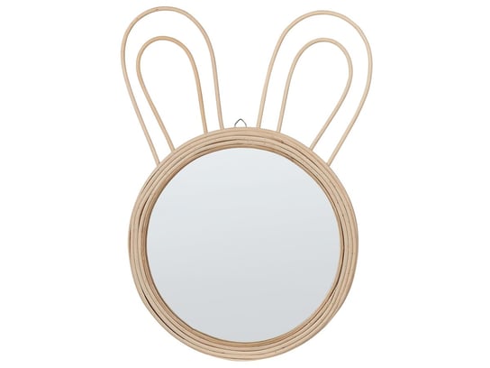 Rattanowe lustro ścienne królik ø 26 cm naturalne GOLONG Beliani