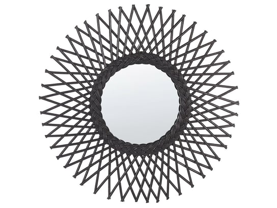 Rattanowe lustro ścienne słońce ⌀ 60 cm czarne TAGOLU Beliani