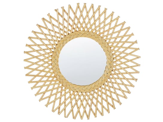 Rattanowe lustro ścienne słońce ⌀ 60 cm naturalne TAGOLU Beliani