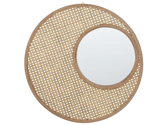 Rattanowe okrągłe lustro ścienne ⌀ 60 cm naturalne PALAU Beliani