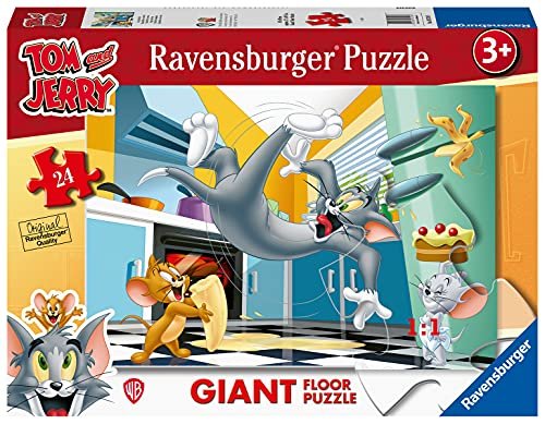 Ravensburger 03126 9, Tom i Jerry, 24-częściowy gigant, dzieci, zalecany wiek 3+, wysokiej jakości puzzle, wielokolorowe, único Ravensburger