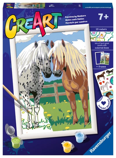 Ravensburger, CreArt dla dzieci, Malowanie po numerach, Szczęśliwe konie CreArt