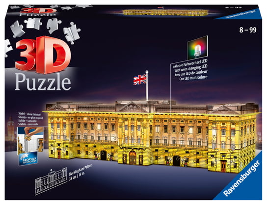 Ravensburger, Puzzle 3D, Budynki nocą, Buckingham Pałac, 216 el. Ravensburger