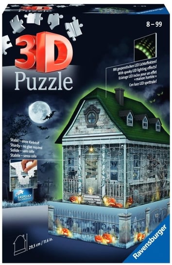 Ravensburger, puzzle, 3D Budynki Nocą, Świecący nawiedzony dom, 216 el. Ravensburger