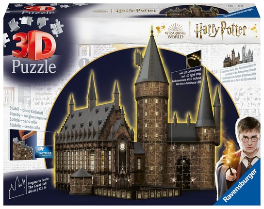 Ravensburger, Puzzle 3d, Budynki Nocą, Zamek Hogwarts, 643 El. Ravensburger