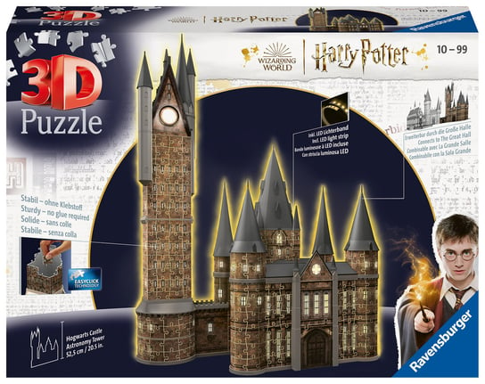Ravensburger, puzzle 3D, Budynki nocą, Zamek Hogwarts Wieża, 626 el. Ravensburger
