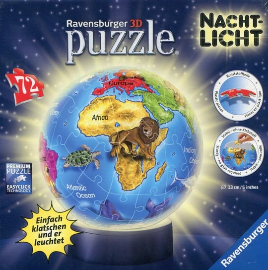 Ravensburger, puzzle 3D, Globus podświetlany, 72 el. Ravensburger