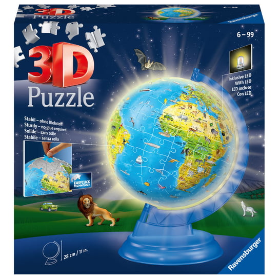 Ravensburger, puzzle, 3D Kula, Globus podświetlany, 188 el. Ravensburger
