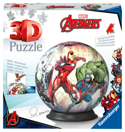 Ravensburger, puzzle 3D, Kula Marvel Avengers, 72 el. Ravensburger