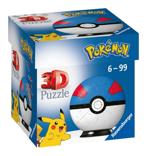 Ravensburger, puzzle 3D, Kula Pokemon niebieska, 54 el. Ravensburger