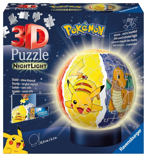 Ravensburger, puzzle 3D, Kule, Świecąca Kula Pokemon, 72 el. Ravensburger