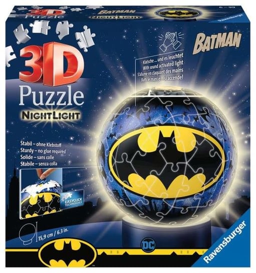 Ravensburger, puzzle 3D, Świecąca kula Batman, 72 el. Ravensburger