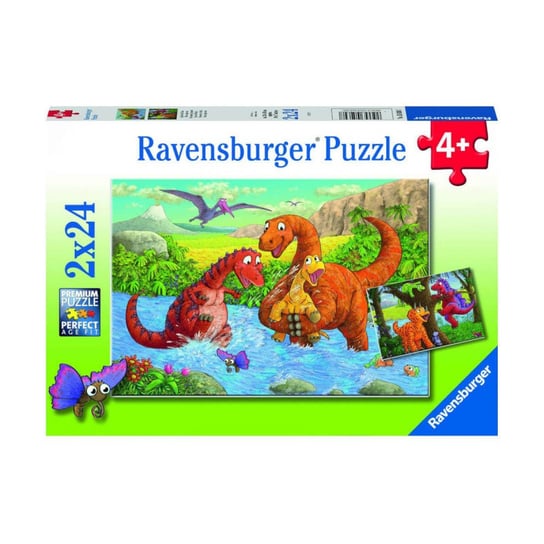 Ravensburger, puzzle, Bawiące sie dinozaury, 2x24 el. Ravensburger