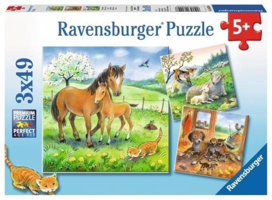 Ravensburger, puzzle, Czas przytulania, 3x49 el. Ravensburger