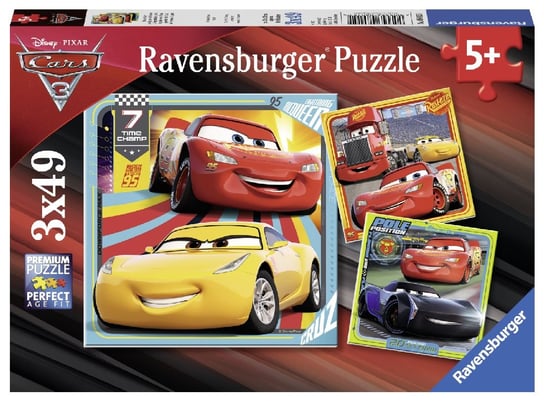 Ravensburger, puzzle, Disney, Auta 3, 3x49 el. Ravensburger