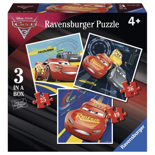 Ravensburger, puzzle, Disney, Auta 3, Porywający wyścig, 25/36/49 el. Ravensburger
