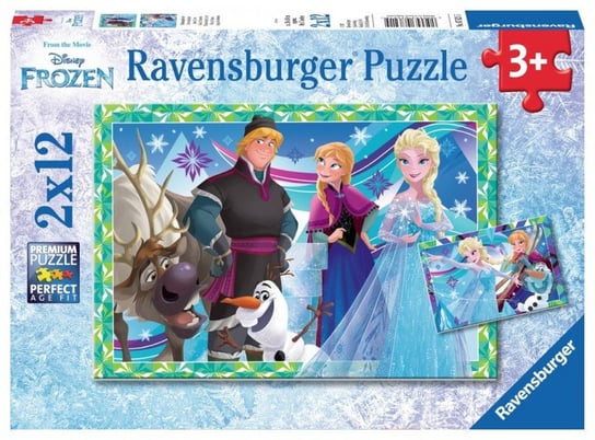 Ravensburger, puzzle, Disney, Kraina Lodu, Zimowe zabawy, 2x12 el. Ravensburger