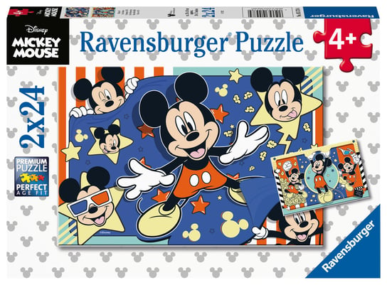 Ravensburger, puzzle, Disney, Myszka Miki, 2x24 el. Ravensburger