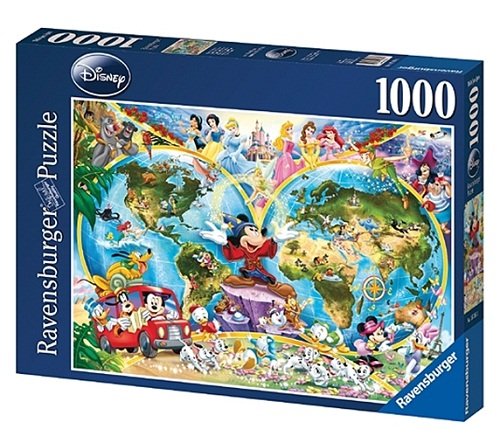 Ravensburger, puzzle, Disney, Postacie Disneya, Mapa świata Disneya, 1000 el. Ravensburger