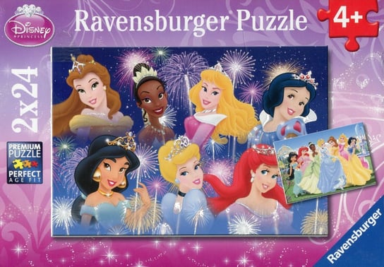 Ravensburger, puzzle, Disney, Spotkanie Księżniczek, 2x24 el. Ravensburger