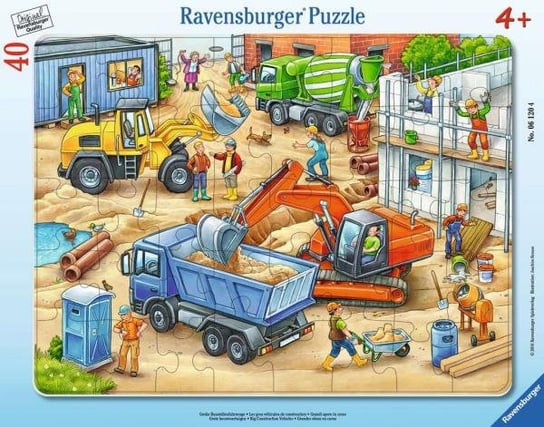 Ravensburger, puzzle dla dzieci 2D, Wielkie pojazdy budowlane, 40 el. Ravensburger