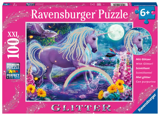 Ravensburger, puzzle, dla dzieci XXL Brokatowy jednorożec, 100 el. Ravensburger