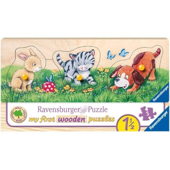 Ravensburger, puzzle, drewniane, Zwierzęta domowe, 3 el. Ravensburger