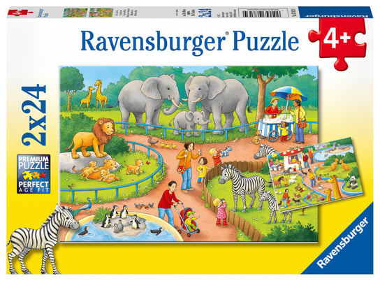 Ravensburger, puzzle, Dzień w ZOO, 2x24 el. Ravensburger