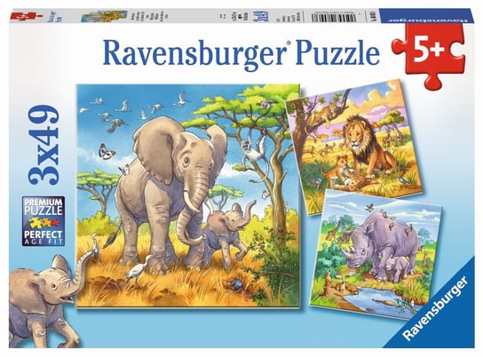 Ravensburger, puzzle, Dzikie zwierzęta, 3x49 el. Ravensburger