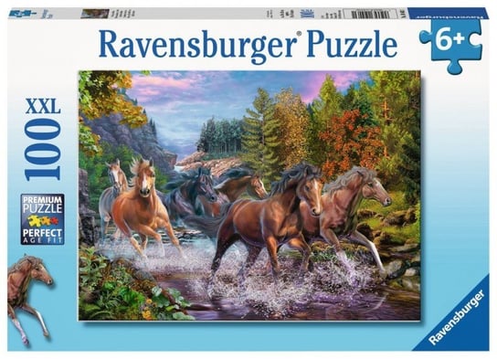 Ravensburger, puzzle, Galop koni przez rzekę, 100 el. Ravensburger