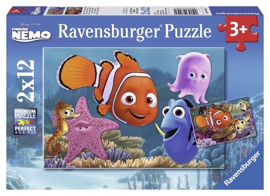 Ravensburger, puzzle, Gdzie jest Nemo, Nemo w podróży, 2x12 el. Ravensburger