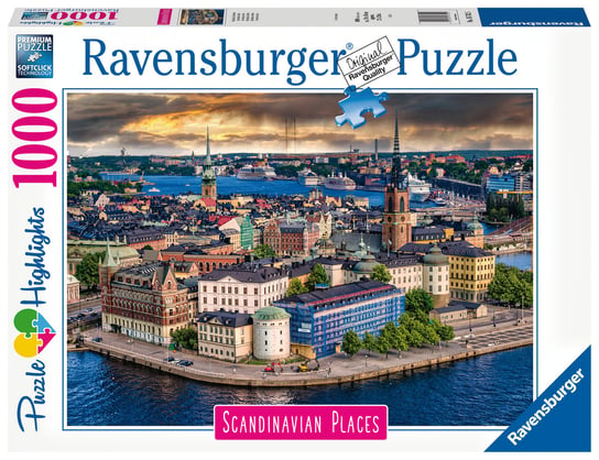 Ravensburger, puzzle, Highlights, Skandynawskie miasto widok, Szwecja, 1000 el. Ravensburger