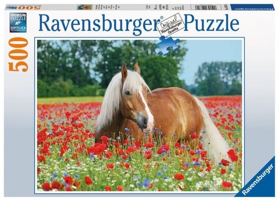 Ravensburger, puzzle, Koń na łące maków, 500 el. Ravensburger